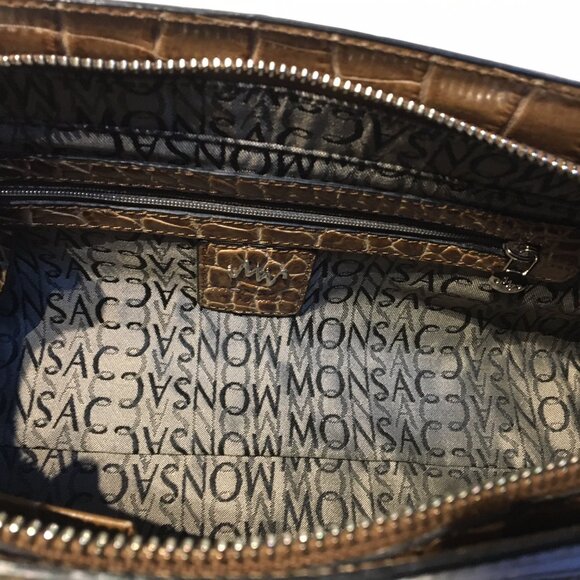 Cognac croco-print leather baguette - Picture 6 of 7